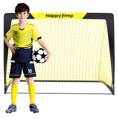 Happy Jump Fußballtor Pop Up Fußballnetz Fußballpfosten für Garten Fußballtrainingx1 (3'x2,2', Schwarz+Gelb)