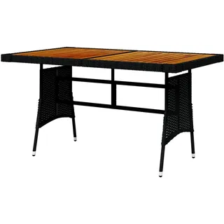 Gartentisch, Klapptisch Garten, Balkontisch, Garten Tisch, Balkonmöbel, Tisch Klappbar, Schwarz 130x70x72cm Poly Rattan & Massivholz Akazie - Schwarz