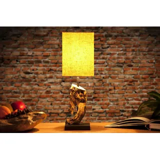 Tischlampe 45cm Modern kunstvoll dekorativ Treibholz Leinen