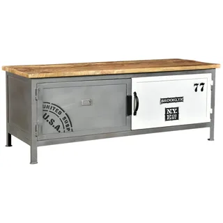 Woodkings TV-Bank Pinetown aus Metall und Massivholz I rustikaler TV-Unterschrank 110x42x40 cm I Lowboard im Vintage Design, Industrial Möbel