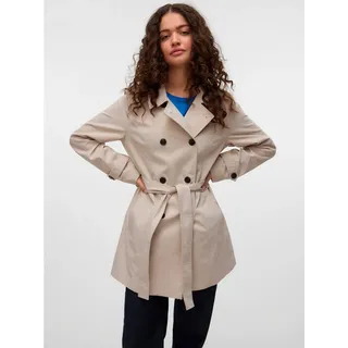 Vero Moda Trenchcoat VMCHELSEA OLIVIA TRENCHCOAT NOOS kurzer 2-Reiher mit abnehmbarem Bindegürtel beige S (36)
