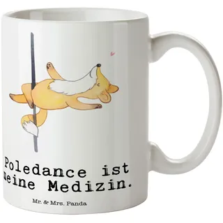 Mr. & Mrs. Panda Tasse Fuchs Poledance - Geschenk, Becher, Kaffeebecher, Kaffeetasse, Pole Dance, Tanz, Tanzen, Teetasse, keramik