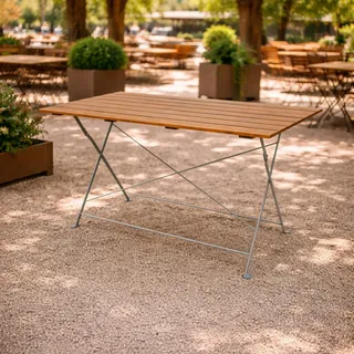 Biergarten Tisch Klapptisch Gartentisch Esstisch Akazie Stahl 120x70cm