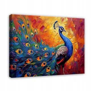 WallArena Leinwand Bilder Pfau Abstrakt 100x70