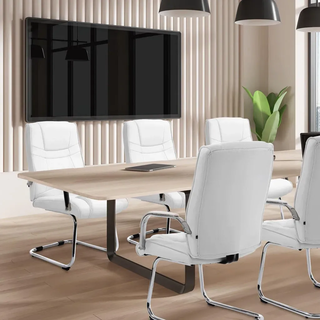 CLP Schwingstuhl 2er Set Lederlook weiß , Weiß , Metall , 60x104x67 cm , Esszimmer, Stühle, Schwingstühle