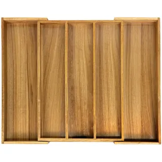 VaeFae Besteckkasten aus Akazienholz – verstellbarer Besteckeinsatz für Schubladen mit 3–5 Fächern, Schubladen Organizer Küche aus Holz