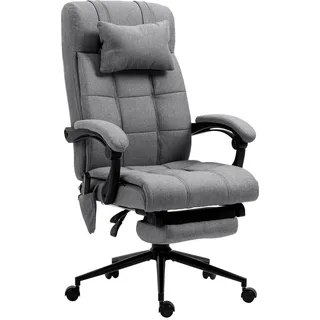 Vinsetto Bürostuhl mit Massagefunktion, Ergonomisch Schreibtischstuhl mit Lendenheizung , Grau , Kunststoff , 76x124x66 cm , Büromöbel, Bürostühle, Drehstühle