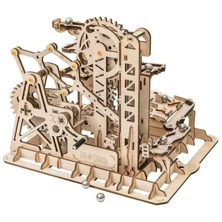 ROBOTIME ROKR Marble Roller Coaster Clockwork Mechanical 3D Puzzle Game Woodcraft Construction Kit Adult Craft Set Puzzle Present (Tower Coaster)