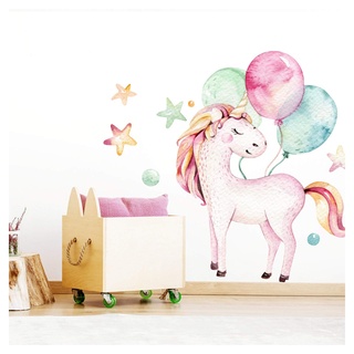 Little Deco Wandtattoo Einhorn & Luftballons I (BxH) 56 x 74 cm I Kinderzimmer Mädchen Babyzimmer Aufkleber Sticker Wandaufkleber Wandsticker Stickers DL141