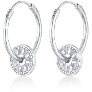 Elli Ohrringe Damen Creolen Einhänger Coin Sonne Antik in 925 Sterling Silber