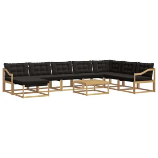 vidaXL Outdoor-Sofagarnitur 9 stk. Weiß und Schwarz Massivholz Akazie - Schwarz