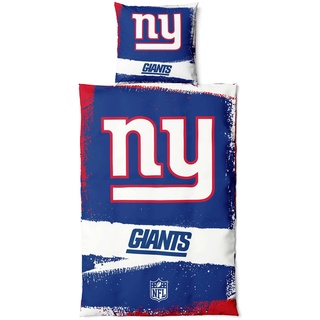 New York Giants NFL Bettwäsche Set ** Raw ** Baumwolle, Reißverschluss, 135x200 cm Bettdeckenbezug und 80x80 cm Kissenbezug