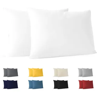 Dreamzie Kissenbezug 40x60 (Set mit 2) - 100% Jersey Baumwolle 150 g/qm Kissenbezüge -Weiß - Für Kissen 40 x 60 cm - Kissenhülle - Kissenbezug - Resistent und Hypoallergen
