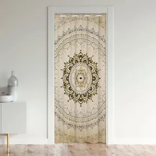 Loussiesd Boho Mandala Türvorhang 106x203cm für Tür Privatsphäre Kinder Böhmisch Style Zimmer Divider Abdeckung für Hippie Mandala Schrank Vorhang für Innentür Raumteiler Gold Exotisch Floral