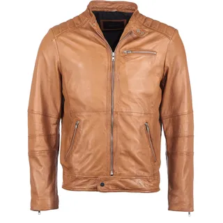 Bikerjacke JCC "Lederjacke MCL-23", Herren, Gr. M, braun (cognac), Obermaterial: 100% Schafsleder sheepskin. Futter: 100% Baumwolle CO., Jacken Bikerjacke