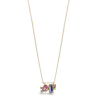 Silberkette ELLI "Halskette Pink Blau 925 Sterling Silber, mit Kristallen von Swarovski" Gr. 42, gold, Halsketten, Damen, Silber 925 (Sterlingsilber), Silberkette
