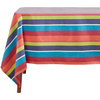 Homescapes Tischdecke bunt gestreift 137/178 cm, 100% Baumwolle , Textil , Gestreift , Rechteckig , 137x178 cm , Oeko-Tex® , Heimtextilien, Wohntextilien, Tischwäsche, Tischdecken