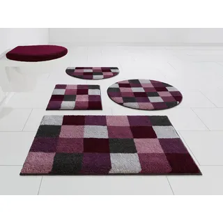 Badematte GRUND "Mosaik, Badvorleger, Badezimmer Teppich, sehr weich" Gr. 2, lila (beere), H:20mm, Kunstfaser, Badematten, Badematte, angenehm weich, auch als 3 teiliges Set erhältlich, Made in Europe