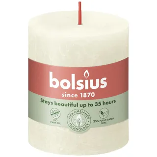 Bolsius Rustiko Shine Stumpenkerze 8 cm weiß