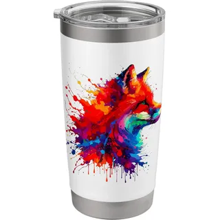 Farbenfrohe Splash Art Rotfuchs Füchse Doppelwandiger Edelstahl-Thermobecher