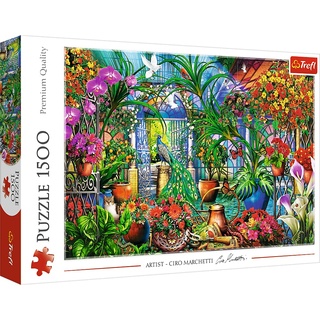 Trefl 26188 Pflanzen-Themenpuzzle, Bunte Blumen, Tiere, DIY, kreative Unterhaltung, Spaß, Klassische Erwachsene und Kinder ab 12 Jahren Hochelement Heimlicher Garten-Puzzle 1500 Elemente