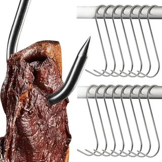 Fleischhaken Set 15 Stück 15 cm Tragkraft bis 15 kg S-Haken zum Räuchern Grillen Trocknen für Metzger Landwirt Jäger Edelstahl 23899