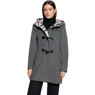 Dufflecoat GIL BRET, Damen, Gr. 38, grau (light grau melange), Fleece, Obermaterial: 75% Wolle, 20% Polyamid, 5% Kaschmir, unifarben mit Farbeinsatz, tailliert ca. Mitte Oberschenkel, Rundhals, Mäntel Dufflecoat, Dufflecoat mit Kapuze und Wolle/Kaschmir