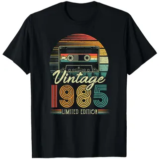 1985 Vintage Geburtstag Retro Vintage Männer Frauen Geschenk T-Shirt, Herren, Schwarz, M