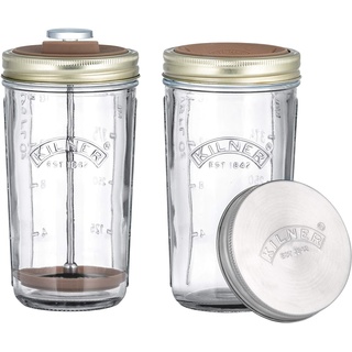 Kilner Nussmilch/Mandelmilch-Herstellungset-Set, 2 Gläser mit Zubehör und Deckel, 0,5 l