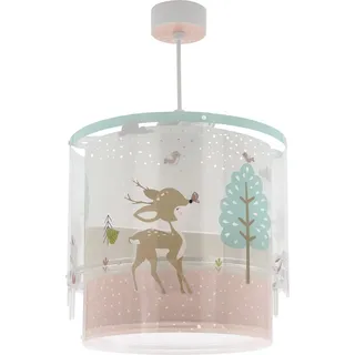 Dalber Lampe kinderzimmer, kinderlampe Pendelleuchte Hängelampe, Deckenleuchte Kinder, Deckenlampe kinderzimmer, Loving Deer Reh Tiere, Rosa