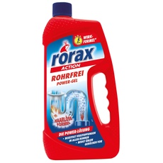 rorax Rohrfrei Power-Gel, Abflussreiniger, Rohrreiniger, für Küche & Bad, entfernt Verstopfungen, 6er Pack (6 x 1000 ml)