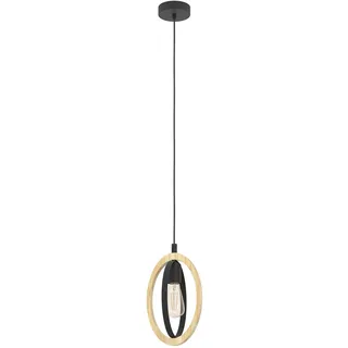 EGLO Basildon 1-flg. 16 cm rund schwarz-braun Holz und Metall