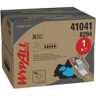 WypAll WypAll® X80 Power Clean™ 8294, 1-lagige, blaue, wiederverwendbare Reinigungstücher für Lebensmittel und hygienekritische Bereiche, 1 BRAG™-Box x 160 Tücher (insges. 160)