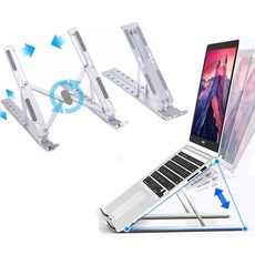 SYXLS Laptop Ständer, Tragbar Faltbarer Notebook Ständer, Höhenverstellbarer Laptopständer Belüftet Kühlung Laptop Halterung, Kompatibel mit 10-15,6 ” Laptop, Tablet (Weiß)