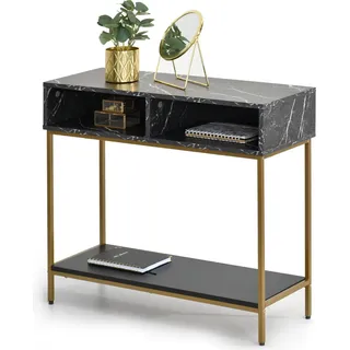 Konsolentisch JIGME – golden / schwarzer Marmor / schwarz - Gold, Schwarz