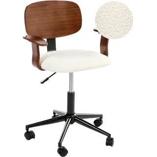 Beliani Schreibtischstuhl Bouclé Braun / Cremeweiß