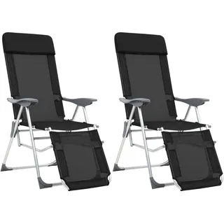 vidaXL Klappbare Liegestühle 100 x 58 x 114 cm Schwarz