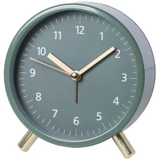 Analoge Stundenuhr, große Metalluhr mit Nachttischlampe, grüne Batteriebetrieb, stille Uhr, große Zifferblatt, einstellbare Weckzeit - Grün