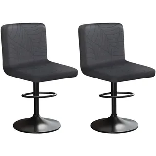 HuaLiSiJi Stretch Barhocker Stuhlhussen Bezüge Blattmuster Samt Bar Stuhlhussen, Einer Weichen Textur, Dehnbar Knitterfrei Waschbar Staubdicht für Hotel, Restaurant, Küche (2, Dunkelgrau)