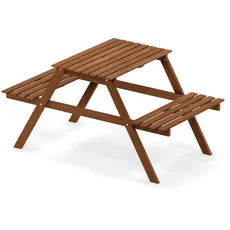 Furinno Tioman Kinder Set, Picknicktisch und Stuhl, in Teaköl, holz, Natur, 60.2 x 110.24 x 54.36 cm