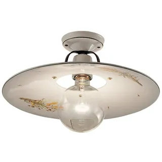 Klassische Deckenleuchte Bologna Metall und Keramik Schwarz beschattet Kupfer 30Cm 1 Licht E27