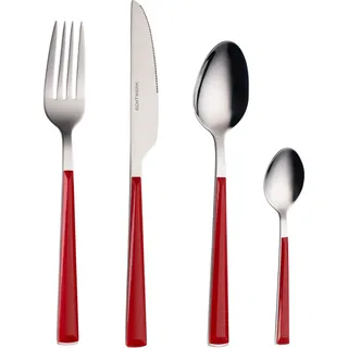 Echtwerk Basic 16tlg Essbesteck Tafelbesteck, Farbe:Rot - Rot