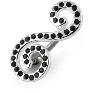 Firetti Bauchnabelpiercing »Schmuck Geschenk Piercing Silber Körperschmuck MUSIC Notenschlüssel«, mit Zirkonia (synth.), schwarz