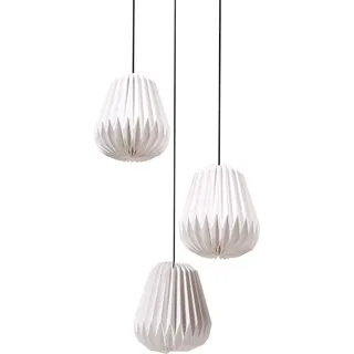 BELIANI Pendelleuchte Weiß aus Papier 3-flammig Modernes Design Wohnzimmer Esszimmer Schlafzimmer Hängelampe Hängeleuchte - Weiß, Schwarz
