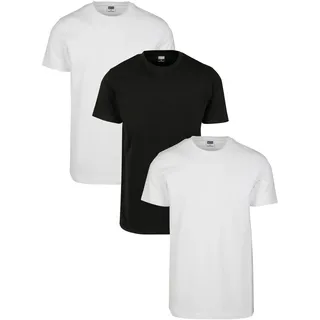 URBAN CLASSICS Herren Basic Tee 3-Pack T-Shirt, Mehrfarbig White/Black 02254, Large (Herstellergröße: L) (3er Pack)