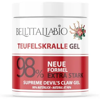 bellitaliabio Teufelskralle Gel 550 ml Extra Stark 98% Formel für Massage, Muskelentspannung, schnell einziehend, mit Kollagen, Hyaluronsäure Teufelssalbe Heiß Made in Italy