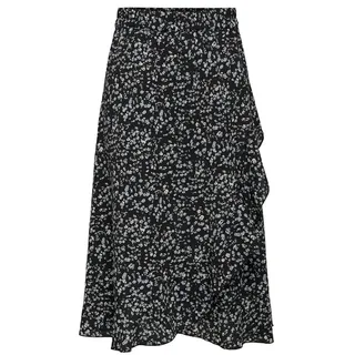 ONLY Damen ONLCARLY Flounce Long Skirt WVN NOOS Midirock, Schwarz, X-Small