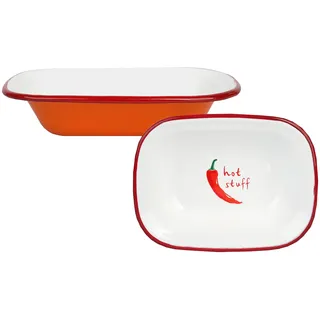 Talking Tables Emaillegeschirr Servierplatte mit Chili-Motiv, Orange, zum Grillen, für Salat oder Party, Snacks, langlebig, unzerbrechlich, Metall, Emaille, Geschirr, Weihnachten, Camping, Herbst, 20