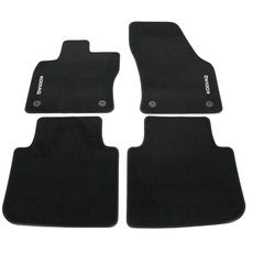 Skoda 566061270 Prestige Textil Fußmatten 4X Stoffmatten Premium Velours mit Kodiaq Schriftzug, schwarz