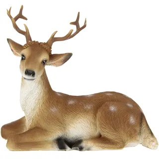 Flair Flower REH Rehkitz Bambi Rehbock Rehfigur Geweih Rotwild Tierfigur Dekofigur Figuren Skulptur Gartenfigur Gartenstatue Wald Balkon Haus Garten Gartendeko Kunstfigur,706804N,Braun,10x13x7cm